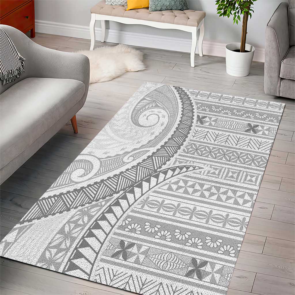 Tokelau White Sunday Area Rug Lotu Tamaiti Ngatu Tokelau Feletoa Manulua - Polynesian Pride