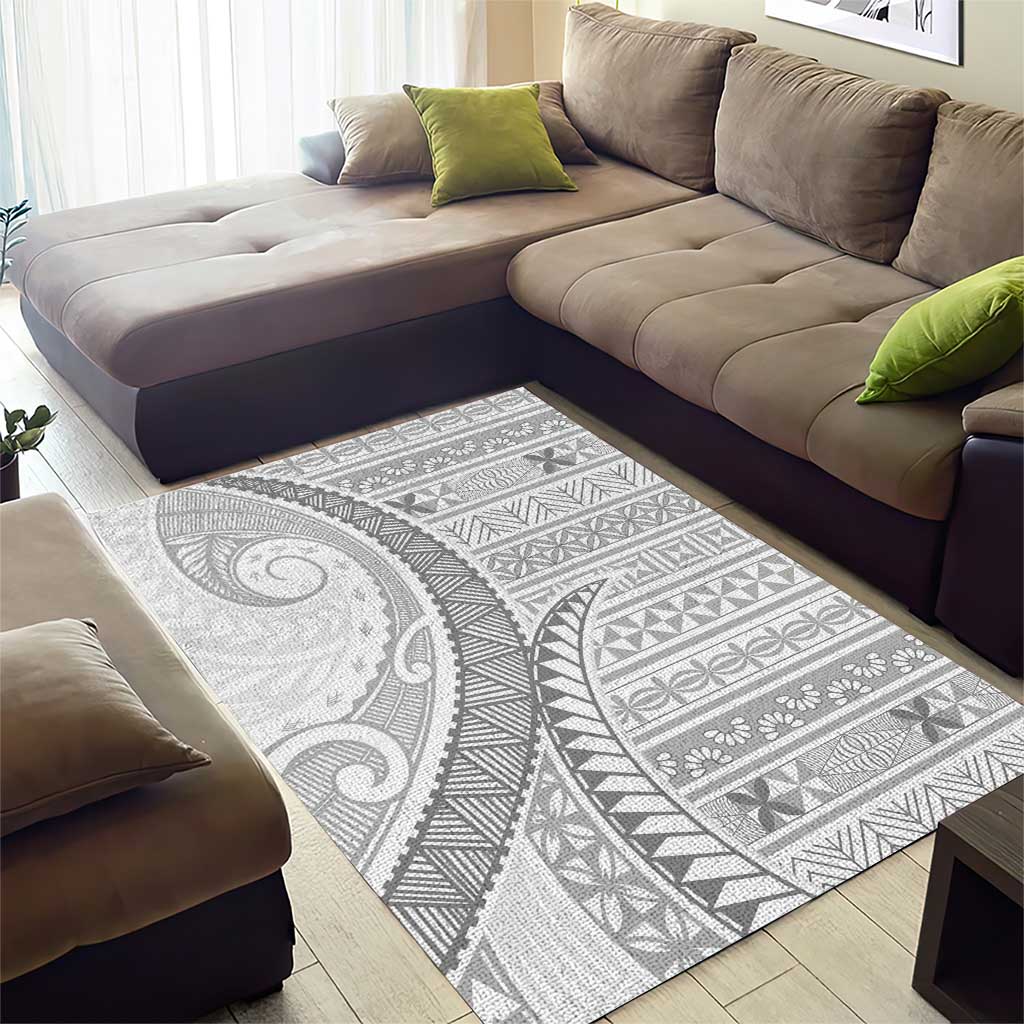 Tokelau White Sunday Area Rug Lotu Tamaiti Ngatu Tokelau Feletoa Manulua - Polynesian Pride
