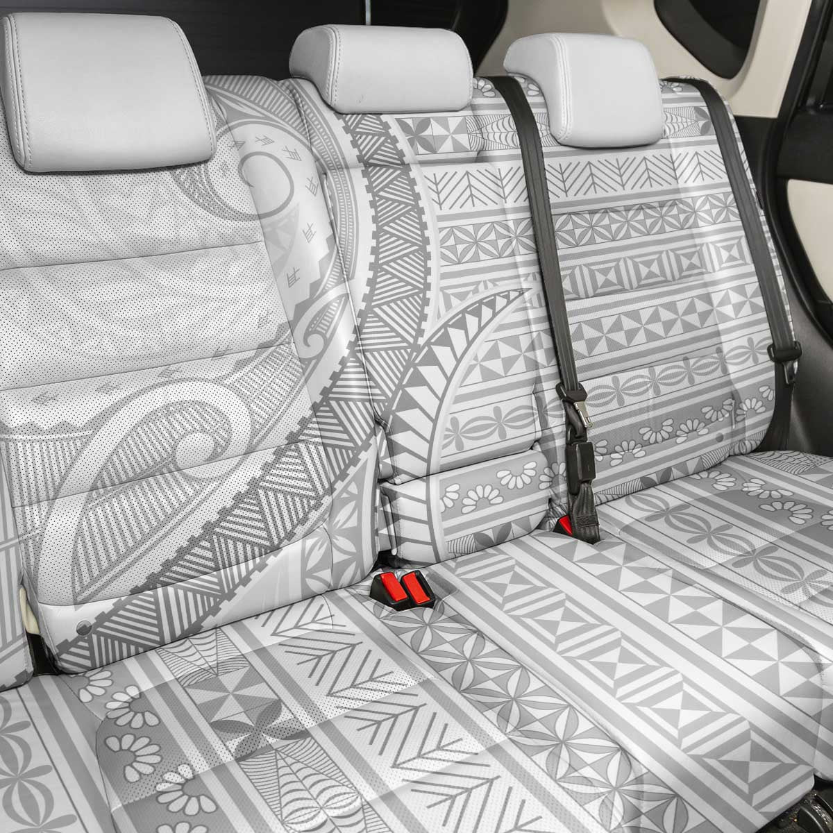 Tokelau White Sunday Back Car Seat Cover Lotu Tamaiti Ngatu Tokelau Feletoa Manulua - Polynesian Pride