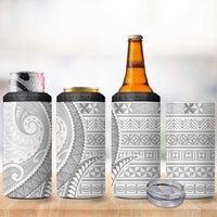 Tokelau White Sunday 4 in 1 Can Cooler Tumbler Lotu Tamaiti Ngatu Tokelau Feletoa Manulua - Polynesian Pride