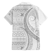Tokelau White Sunday Family Matching Off The Shoulder Long Sleeve Dress and Hawaiian Shirt Lotu Tamaiti Ngatu Tokelau Feletoa Manulua - Polynesian Pride