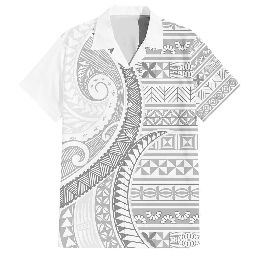 Tokelau White Sunday Family Matching Short Sleeve Bodycon Dress and Hawaiian Shirt Lotu Tamaiti Ngatu Tokelau Feletoa Manulua - Polynesian Pride