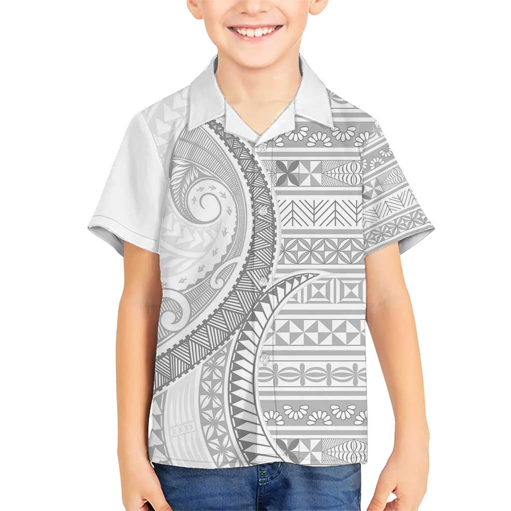 Tokelau White Sunday Family Matching Short Sleeve Bodycon Dress and Hawaiian Shirt Lotu Tamaiti Ngatu Tokelau Feletoa Manulua - Polynesian Pride