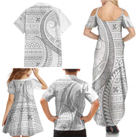 Tokelau White Sunday Family Matching Summer Maxi Dress and Hawaiian Shirt Lotu Tamaiti Ngatu Tokelau Feletoa Manulua - Polynesian Pride