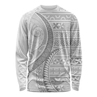 Tokelau White Sunday Long Sleeve Shirt Lotu Tamaiti Ngatu Tokelau Feletoa Manulua - Polynesian Pride
