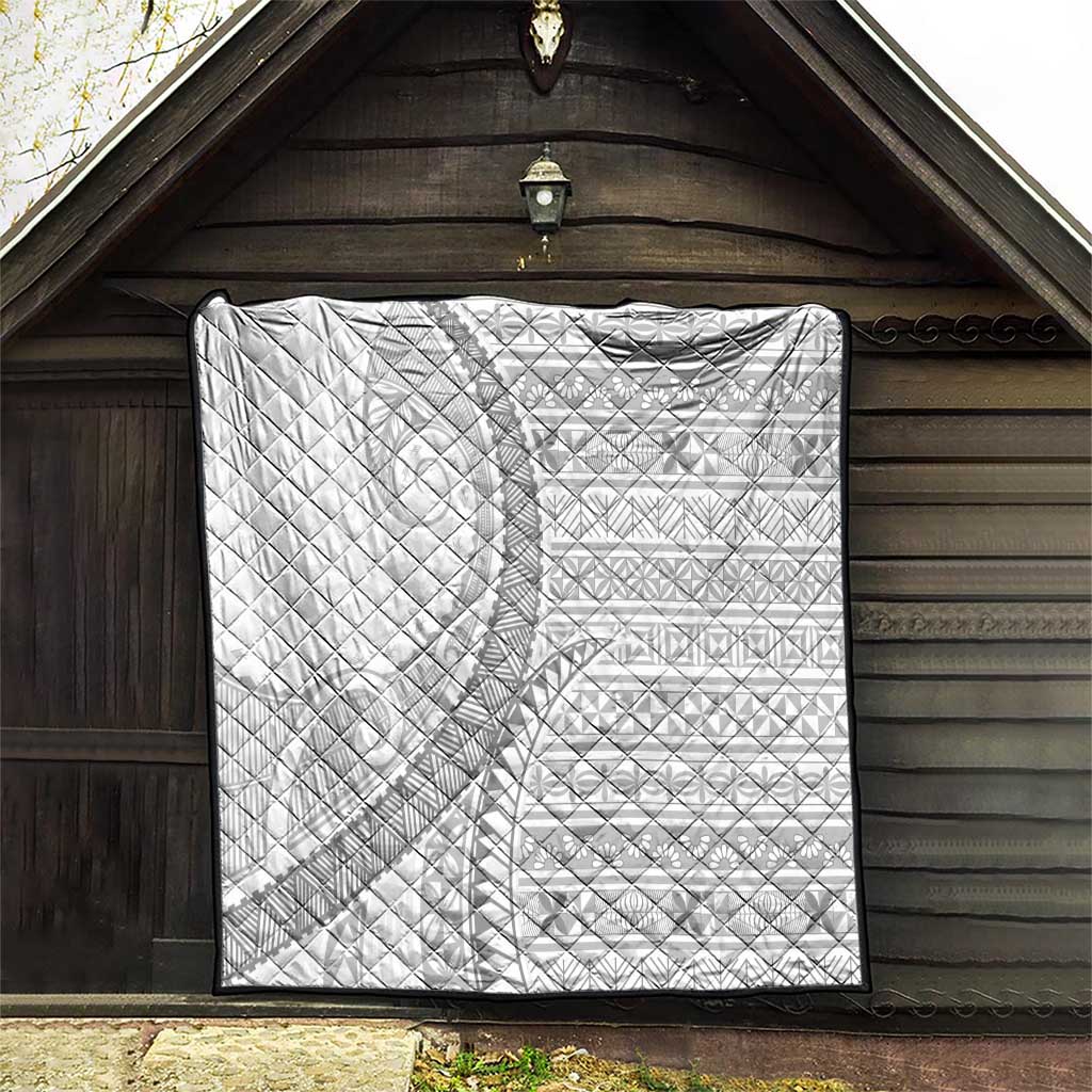 Tokelau White Sunday Quilt Lotu Tamaiti Ngatu Tokelau Feletoa Manulua - Polynesian Pride