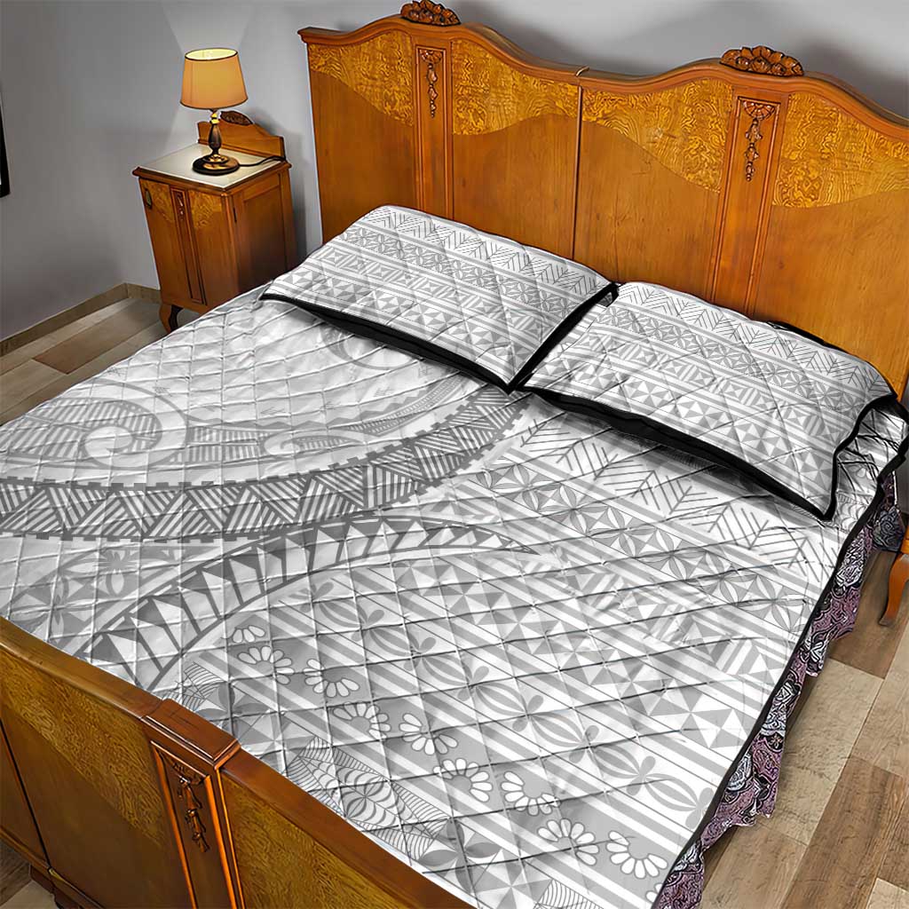 Tokelau White Sunday Quilt Bed Set Lotu Tamaiti Ngatu Tokelau Feletoa Manulua - Polynesian Pride