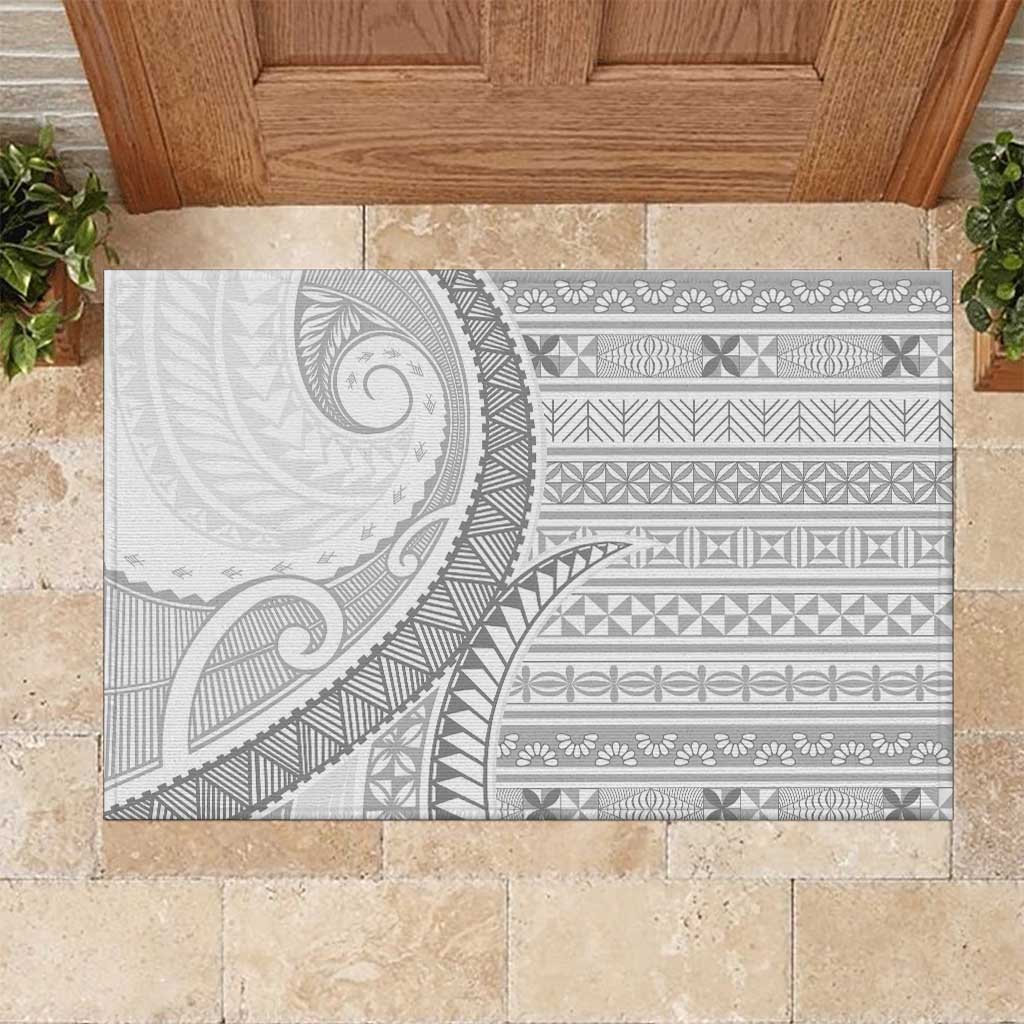 Tokelau White Sunday Rubber Doormat Lotu Tamaiti Ngatu Tokelau Feletoa Manulua - Polynesian Pride