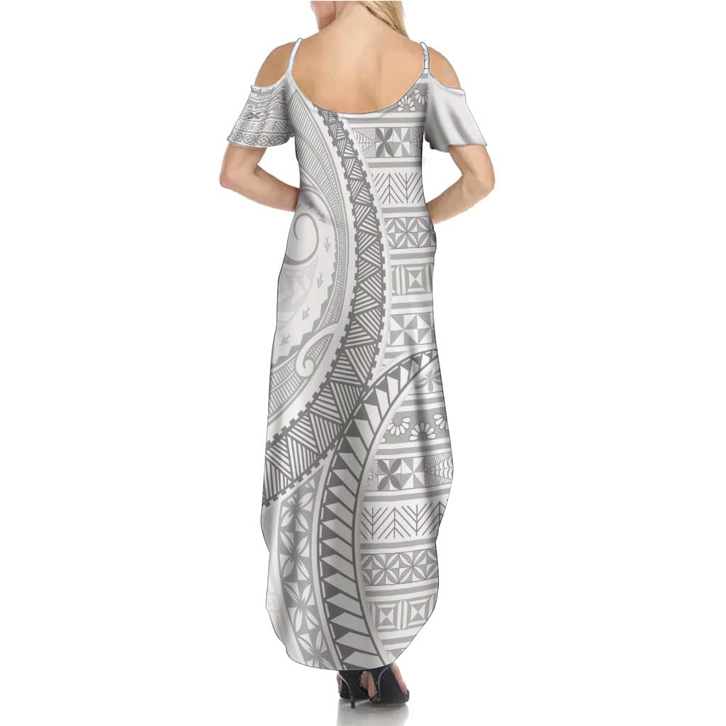 Tokelau White Sunday Summer Maxi Dress Lotu Tamaiti Ngatu Tokelau Feletoa Manulua - Polynesian Pride