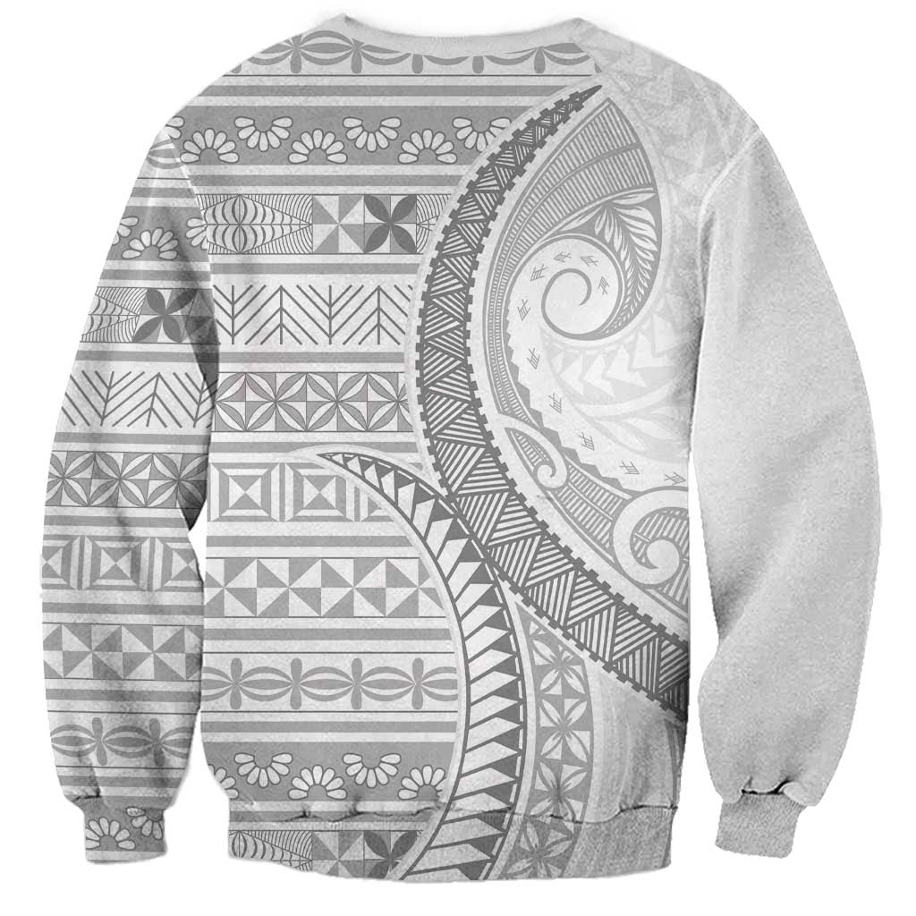 Tokelau White Sunday Sweatshirt Lotu Tamaiti Ngatu Tokelau Feletoa Manulua - Polynesian Pride