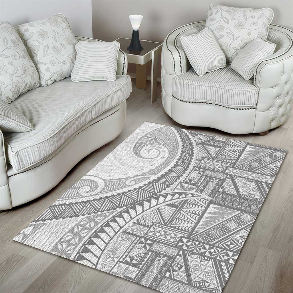 Tonga White Sunday Area Rug Lotu Tamaiti Ngatu Tribal - Polynesian Pride