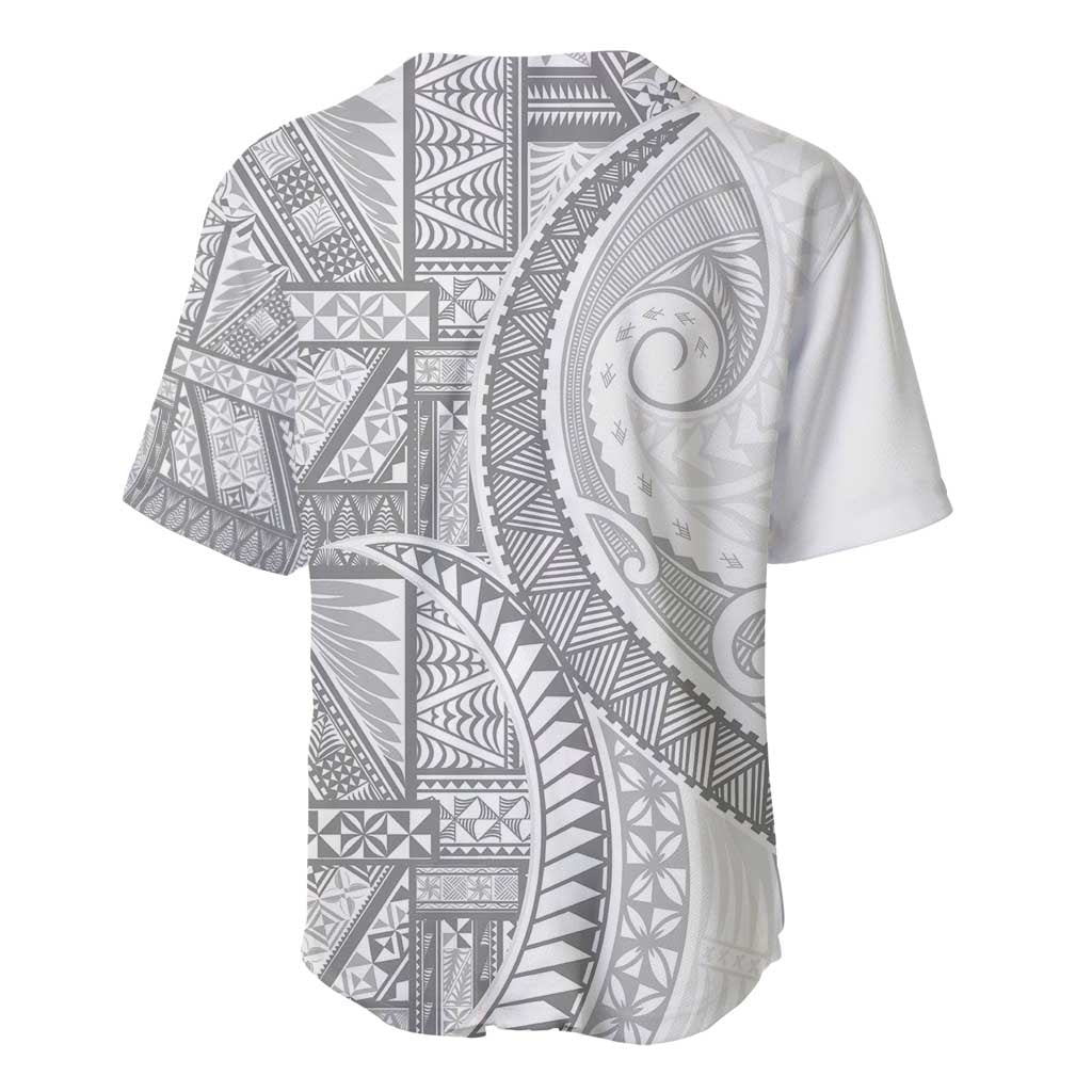 Tonga White Sunday Baseball Jersey Lotu Tamaiti Ngatu Tribal - Polynesian Pride