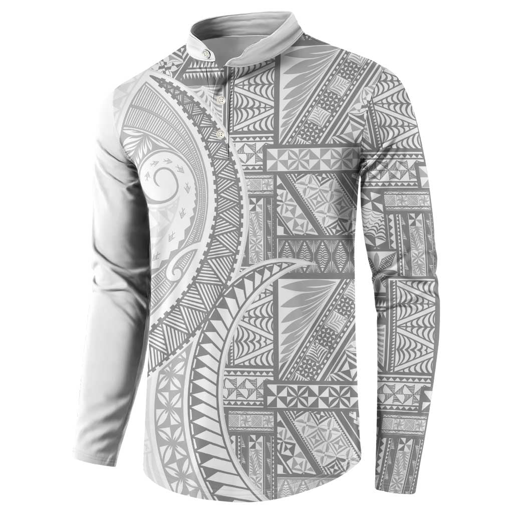 Tonga White Sunday Button Sweatshirt Lotu Tamaiti Ngatu Tribal - Polynesian Pride