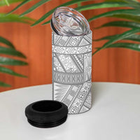 Tonga White Sunday 4 in 1 Can Cooler Tumbler Lotu Tamaiti Ngatu Tribal - Polynesian Pride