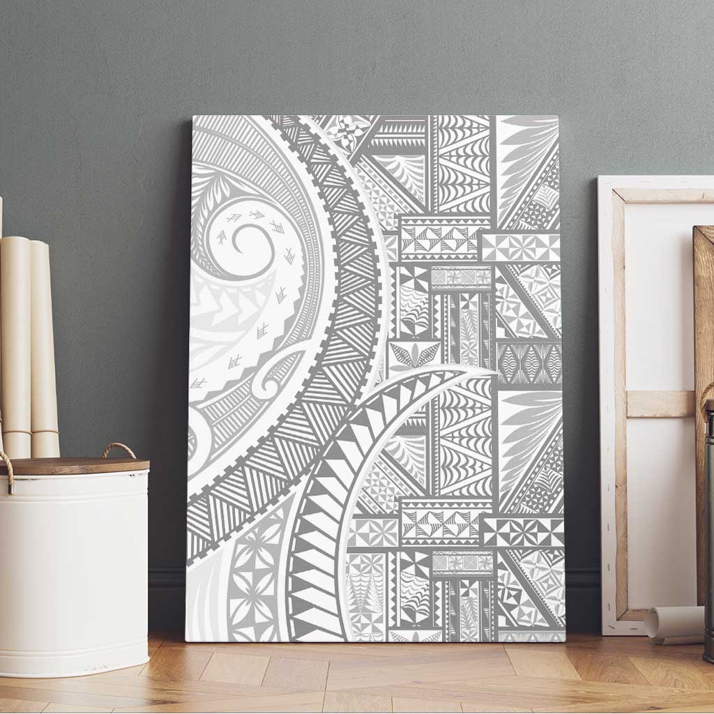 Tonga White Sunday Canvas Wall Art Lotu Tamaiti Ngatu Tribal - Polynesian Pride