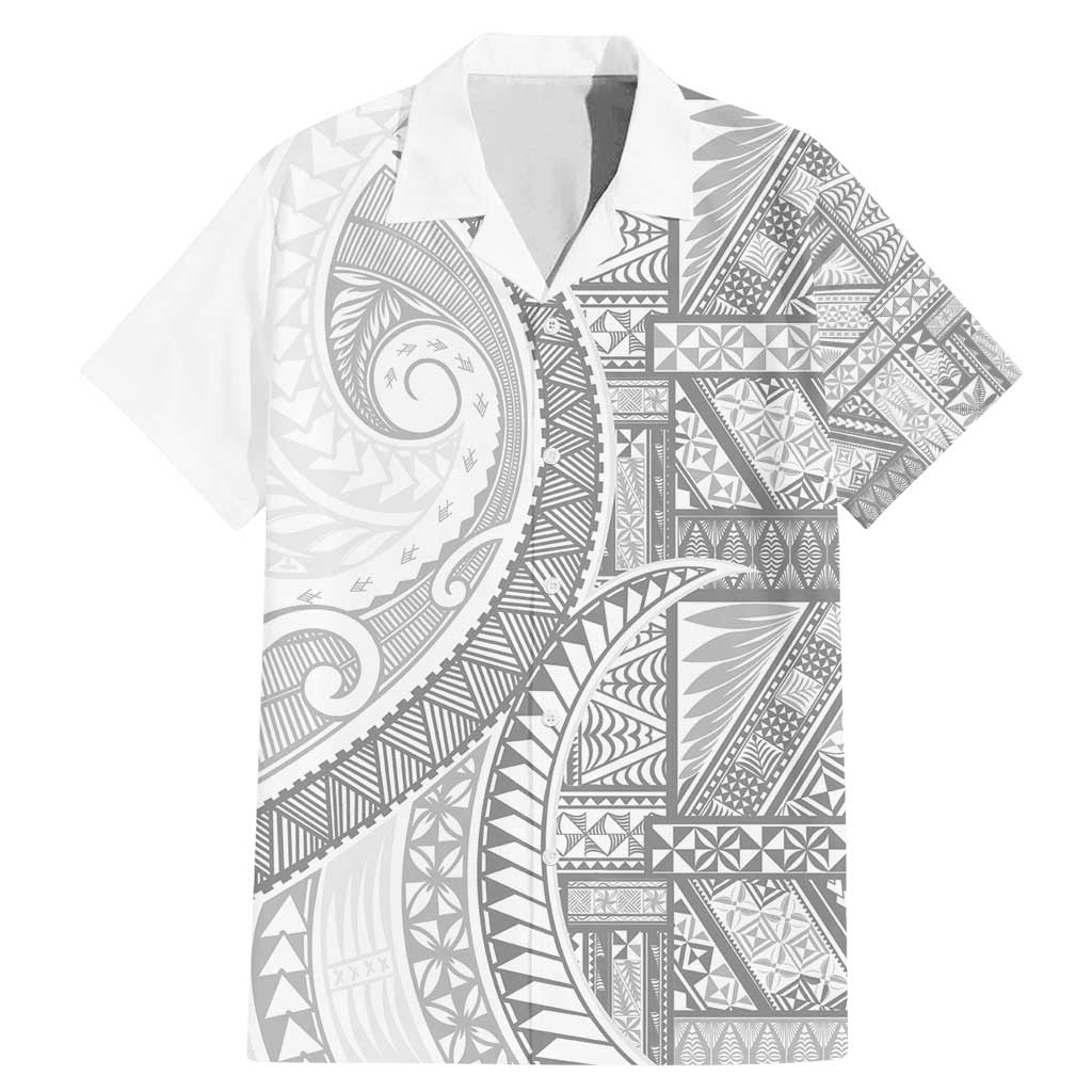 Tonga White Sunday Family Matching Mermaid Dress and Hawaiian Shirt Lotu Tamaiti Ngatu Tribal - Polynesian Pride