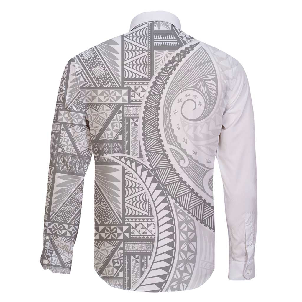 Tonga White Sunday Family Matching Off Shoulder Short Dress and Hawaiian Shirt Lotu Tamaiti Ngatu Tribal - Polynesian Pride