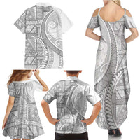 Tonga White Sunday Family Matching Summer Maxi Dress and Hawaiian Shirt Lotu Tamaiti Ngatu Tribal - Polynesian Pride