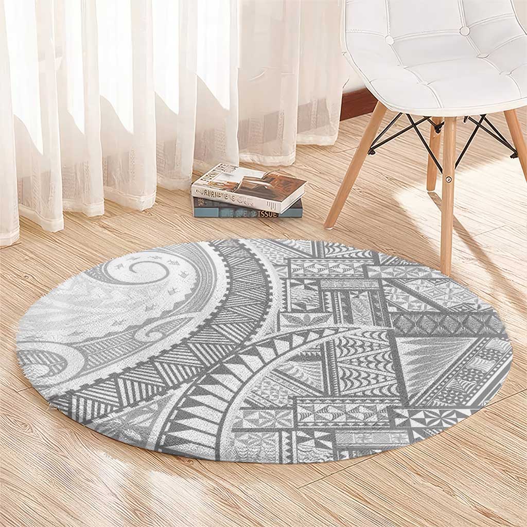 Tonga White Sunday Round Carpet Lotu Tamaiti Ngatu Tribal - Polynesian Pride