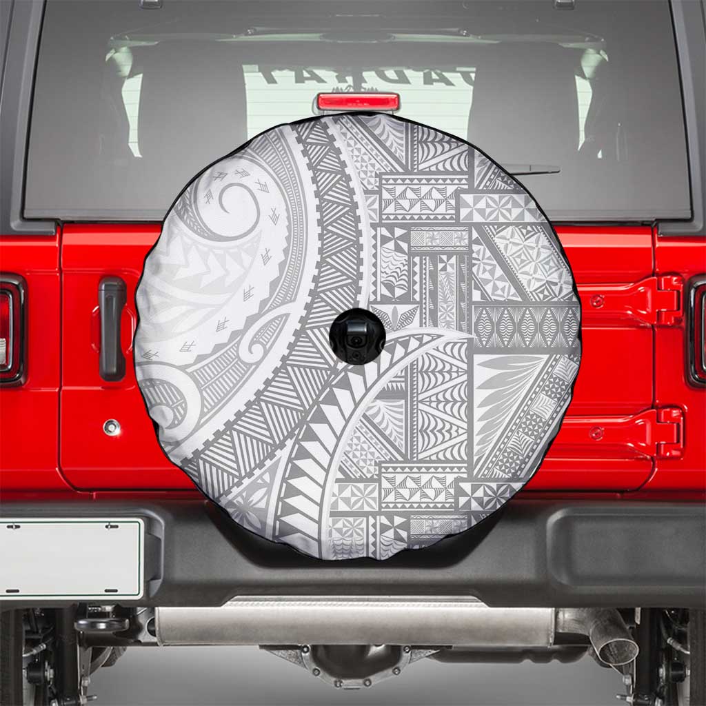 Tonga White Sunday Spare Tire Cover Lotu Tamaiti Ngatu Tribal - Polynesian Pride