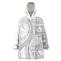 Tonga White Sunday Wearable Blanket Hoodie Lotu Tamaiti Ngatu Tribal - Polynesian Pride