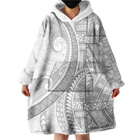 Tonga White Sunday Wearable Blanket Hoodie Lotu Tamaiti Ngatu Tribal - Polynesian Pride
