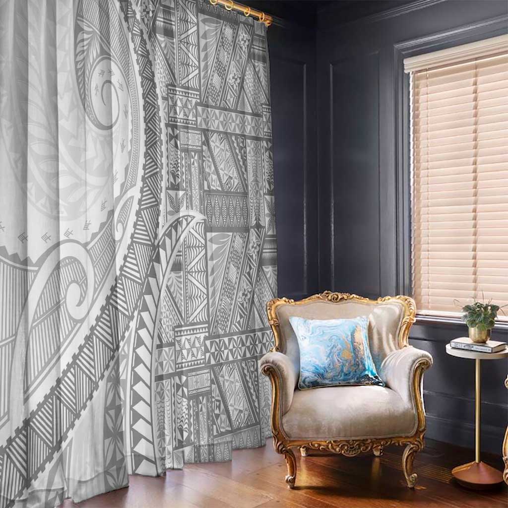 Tonga White Sunday Window Curtain Lotu Tamaiti Ngatu Tribal - Polynesian Pride
