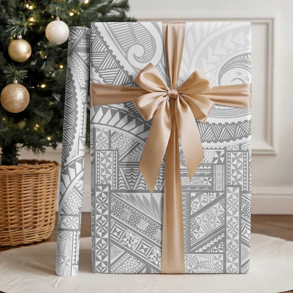Tonga White Sunday Wrapping Paper Lotu Tamaiti Ngatu Tribal - Polynesian Pride