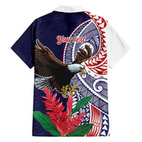 American Samoa Bald Eagle Personalized Family Matching Off The Shoulder Long Sleeve Dress and Hawaiian Shirt Polynesian Teuila Flowers - Polynesian Pride