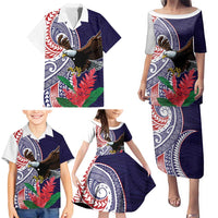 American Samoa Bald Eagle Personalized Family Matching Puletasi and Hawaiian Shirt Polynesian Teuila Flowers - Polynesian Pride