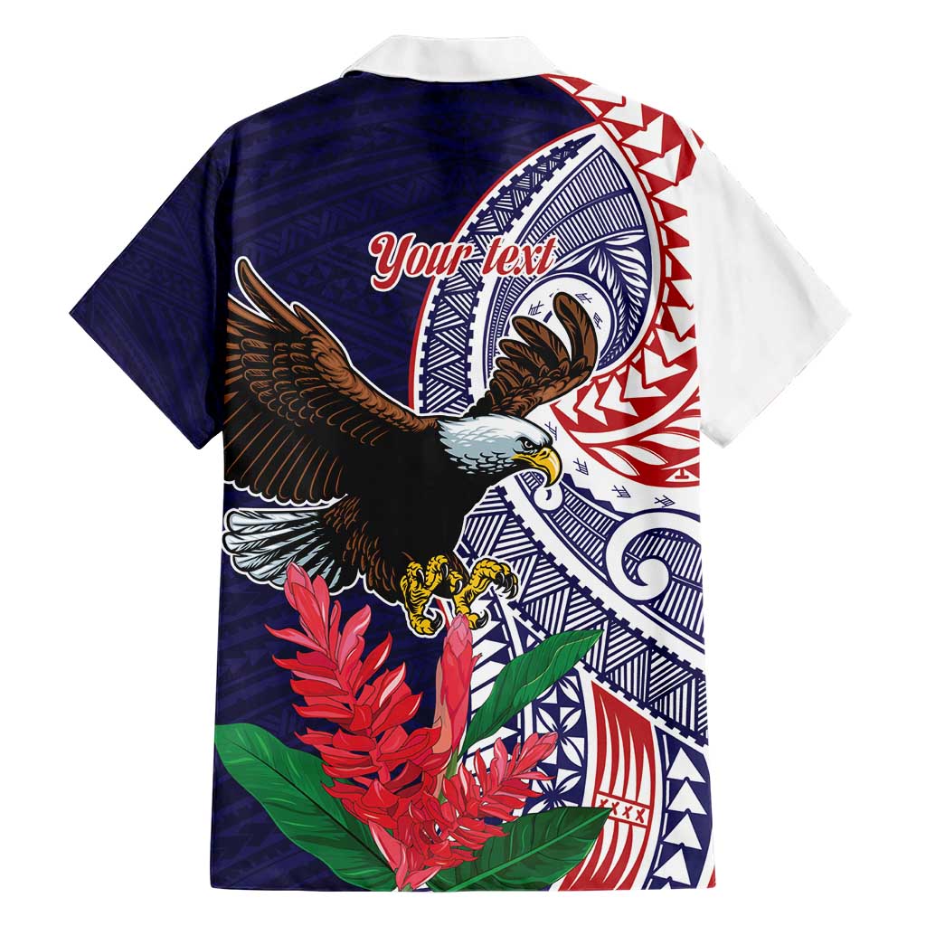 American Samoa Bald Eagle Personalized Hawaiian Shirt Polynesian Teuila Flowers - Polynesian Pride