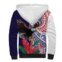 American Samoa Bald Eagle Personalized Sherpa Hoodie Polynesian Teuila Flowers LT9 - Polynesian Pride