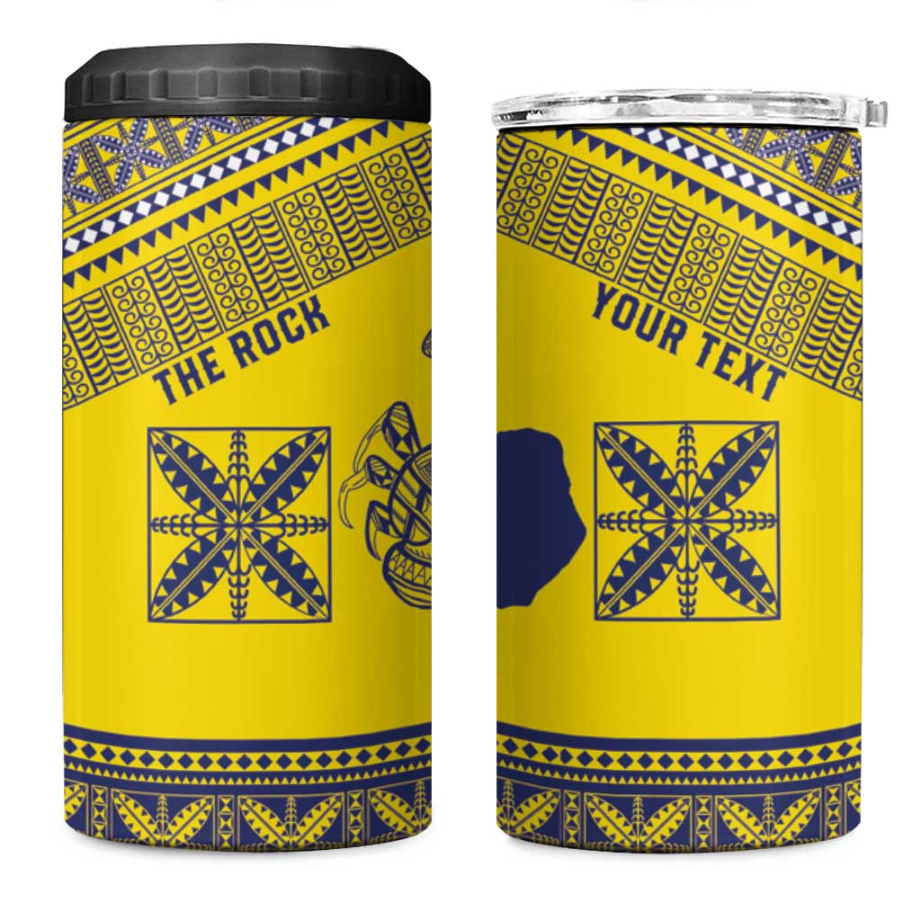 Niue Crab Personalised 4 in 1 Can Cooler Tumbler Niuean Hiapo Pattern LT9 One Size: 16 oz Gold - Polynesian Pride