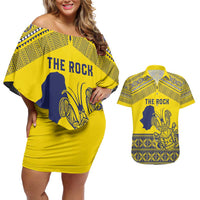 Niue Crab Personalised Couples Matching Off Shoulder Short Dress and Hawaiian Shirt Niuean Hiapo Pattern - Polynesian Pride