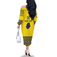 Niue Crab Personalised Family Matching Off The Shoulder Long Sleeve Dress and Hawaiian Shirt Niuean Hiapo Pattern - Polynesian Pride