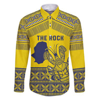 Niue Crab Personalised Family Matching Puletasi and Hawaiian Shirt Niuean Hiapo Pattern LT9 Dad's Shirt - Long Sleeve Gold - Polynesian Pride