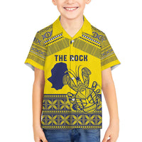 Niue Crab Personalised Family Matching Puletasi and Hawaiian Shirt Niuean Hiapo Pattern LT9 Son's Shirt Gold - Polynesian Pride