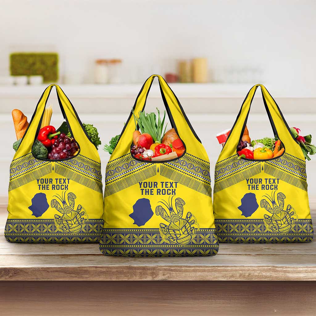 Niue Crab Personalised Grocery Bag Niuean Hiapo Pattern LT9 3-pack One Size Gold - Polynesian Pride