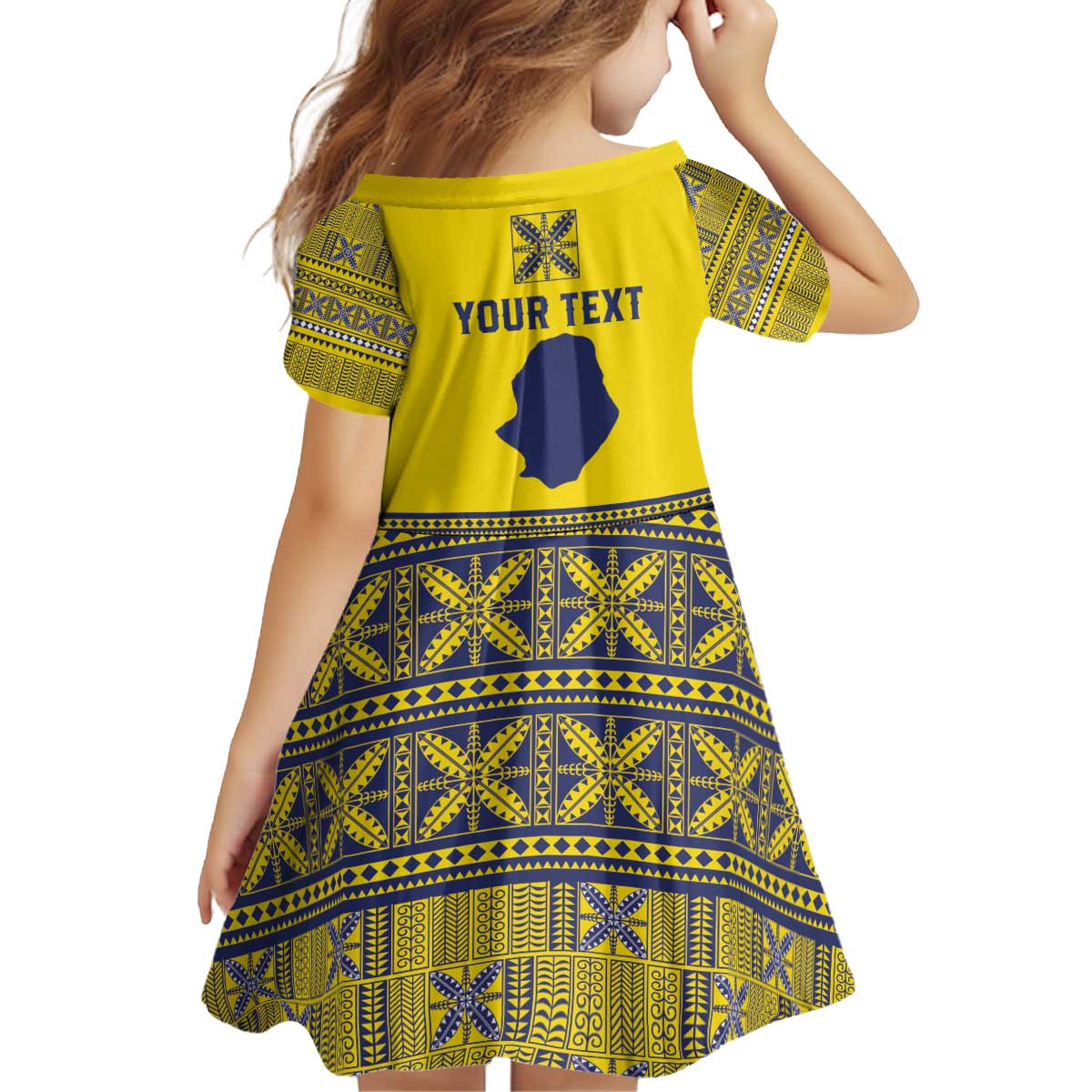 Niue Crab Personalised Kid Short Sleeve Dress Niuean Hiapo Pattern - Polynesian Pride