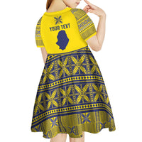 Niue Crab Personalised Kid Short Sleeve Dress Niuean Hiapo Pattern - Polynesian Pride