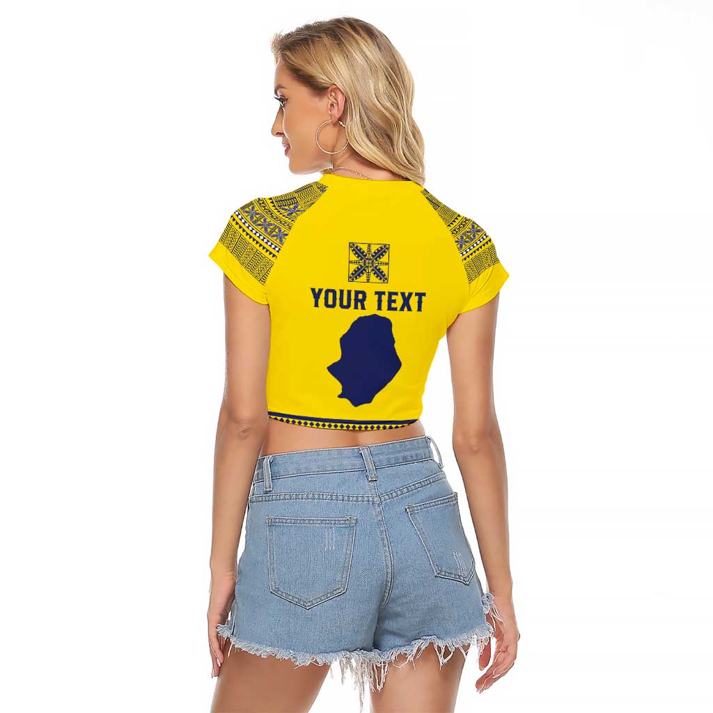 Niue Crab Personalised Raglan Cropped T Shirt Niuean Hiapo Pattern - Polynesian Pride