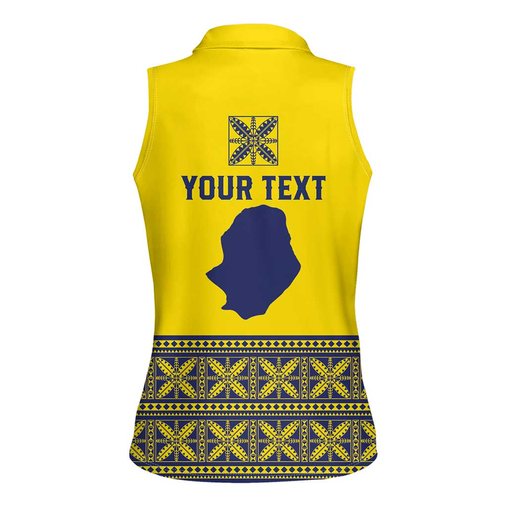 Niue Crab Personalised Women Sleeveless Polo Shirt Niuean Hiapo Pattern - Polynesian Pride