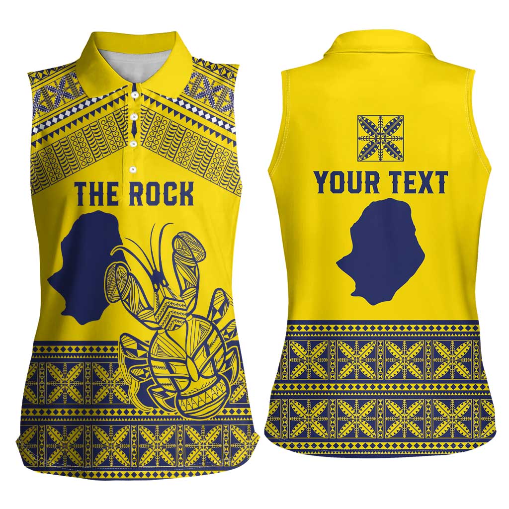 Niue Crab Personalised Women Sleeveless Polo Shirt Niuean Hiapo Pattern - Polynesian Pride