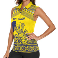 Niue Crab Personalised Women Sleeveless Polo Shirt Niuean Hiapo Pattern - Polynesian Pride