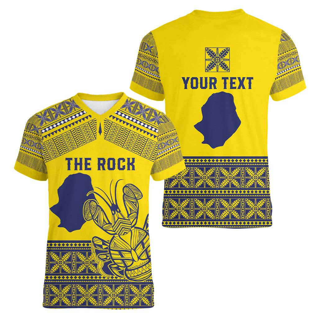 Niue Crab Personalised Women V-Neck T-Shirt Niuean Hiapo Pattern - Polynesian Pride