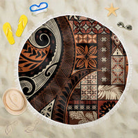 Vintage Samoa Siapo Mamanu Beach Blanket Brown Samoan Tapa Motif LT9 One Size 150cm Brown - Polynesian Pride
