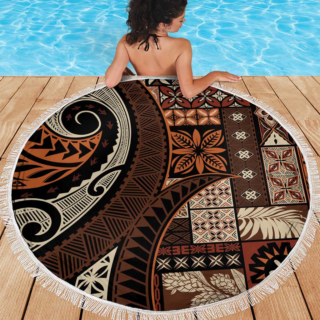 Vintage Samoa Siapo Mamanu Beach Blanket Brown Samoan Tapa Motif LT9 - Polynesian Pride