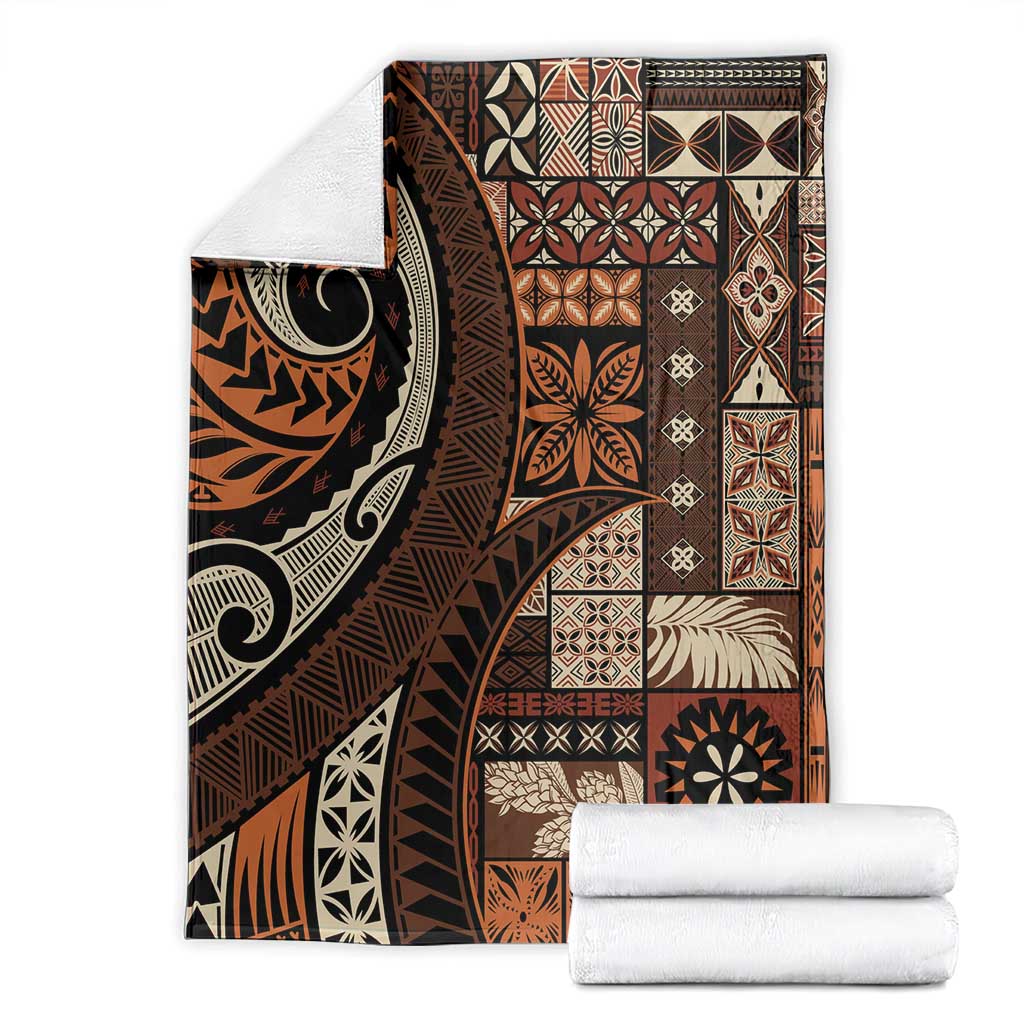 Vintage Samoa Siapo Mamanu Blanket Brown Samoan Tapa Motif - Polynesian Pride