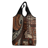 Vintage Samoa Siapo Mamanu Grocery Bag Brown Samoan Tapa Motif LT9 - Polynesian Pride