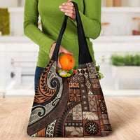 Vintage Samoa Siapo Mamanu Grocery Bag Brown Samoan Tapa Motif LT9 - Polynesian Pride
